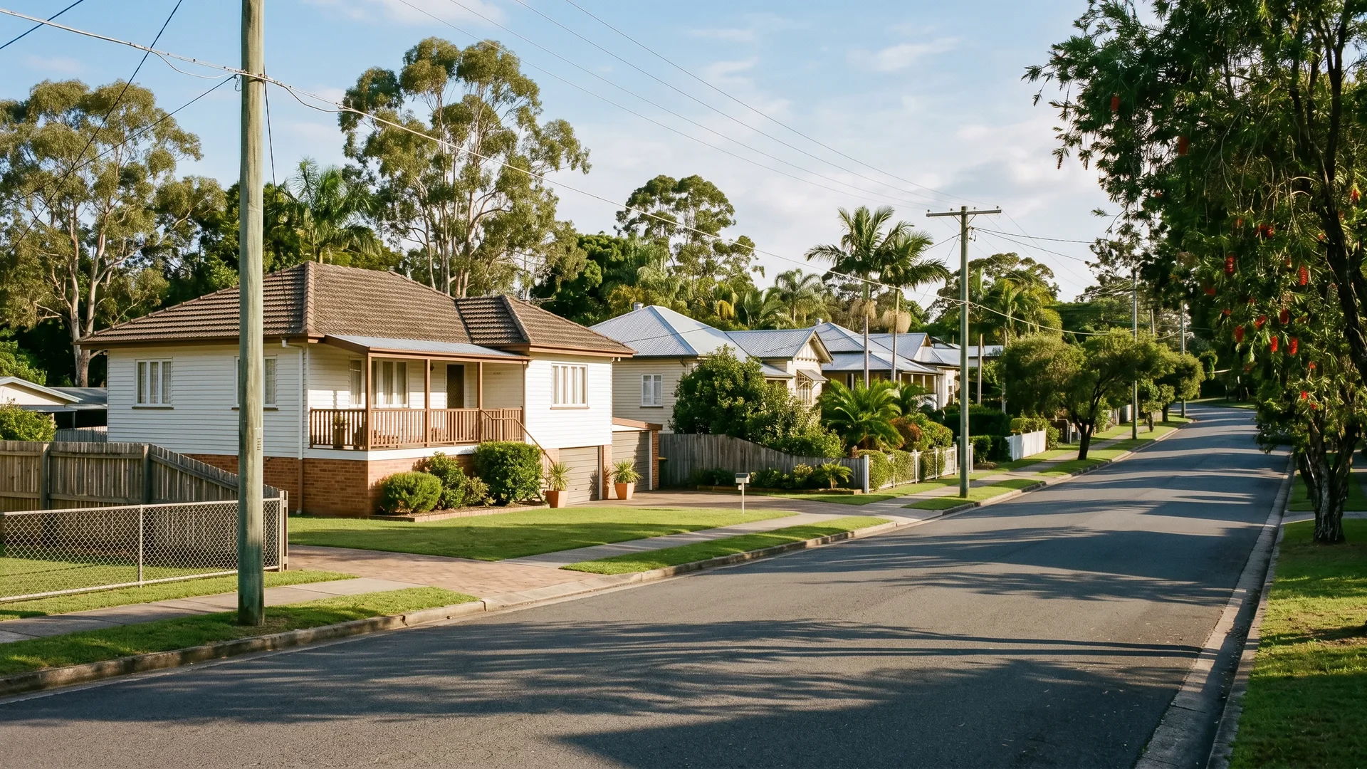 Here is the photographic scene establishing the real residential context of Ferny Grove, Brisbane, set in the natural daylight of a typical street.