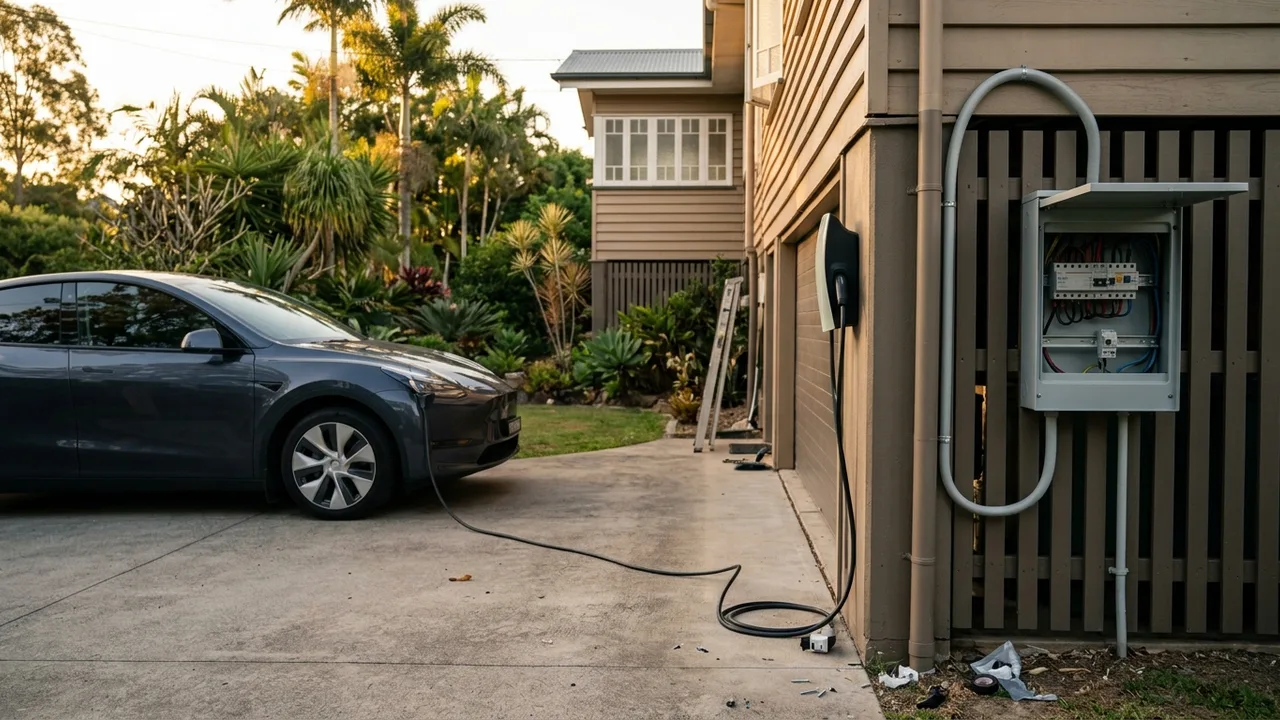 Brisbane ev charger installation context shot for "How do you know if an existing EV charger installation is safe and up to code in Queensland?"