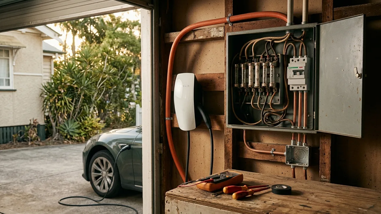 Brisbane ev charger installation detail relevant to "Why older homes in Albany Creek and Ferny Grove need extra electrical work before EV charging"