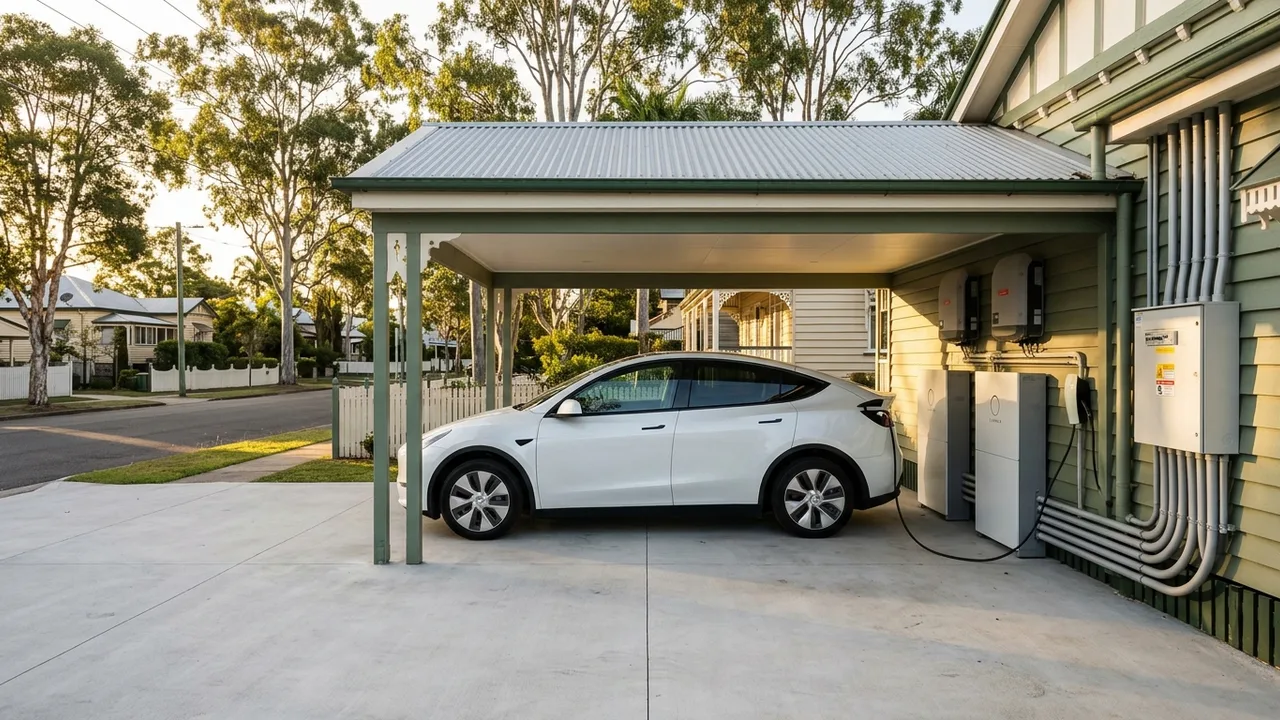 Brisbane ev charger installation context shot for "Does charging your EV from solar panels actually save money in Brisbane?"