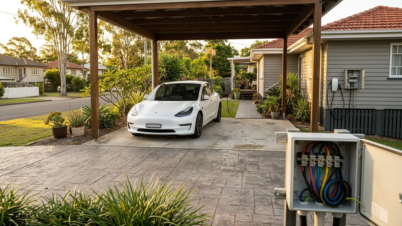 Brisbane ev charger installation context shot for "Is three-phase power worth it just for EV charging at home?"